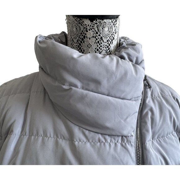 DKNY Women Sport Asymmetrical Zip Packable Down Puffer Coat, Grey, Size XL - Picture 6 of 16